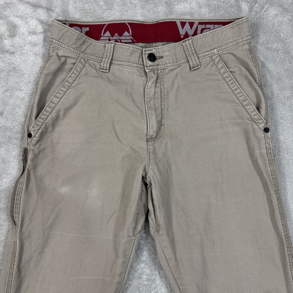 Wrangler Pants Mens 30x32 ATG All Terrain Gear Beige Canvas Utility Gusset Trail - Picture 7 of 16